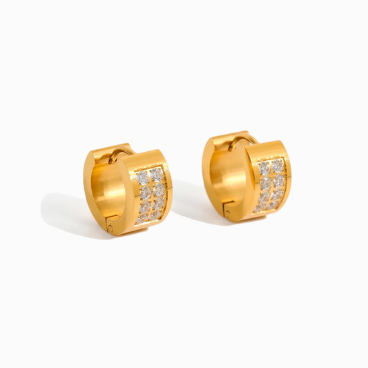 Brincos de Argola com Zircónia 14x13mm BR1694 - Aço Inox