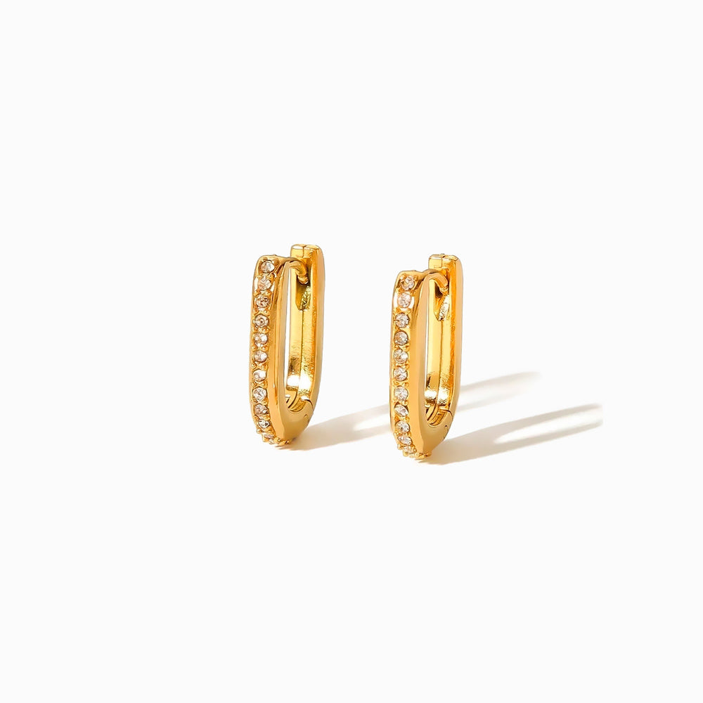 Brincos de Argola com Zircónia 15x12mm BR1695 - Aço Inox