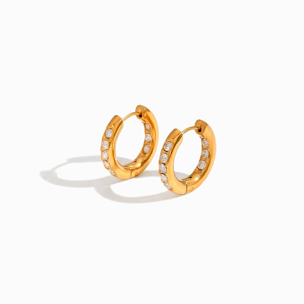 Brincos de Argola com Zircónia 20x20mm BR1692 - Aço Inox