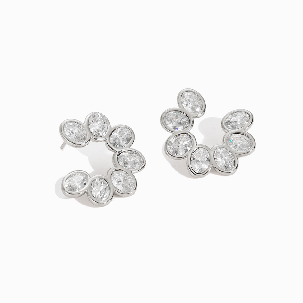Brincos de Argola com Zircónia 28x27mm BR1698 - Aço Inox