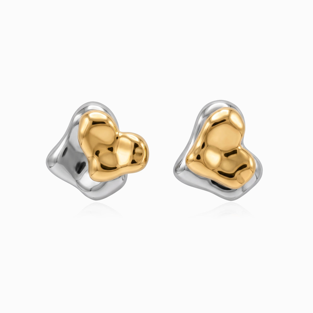 Brincos de Coração Duplos Giratórios 25x21mm BR3126D-FFE020 - Aço Inox