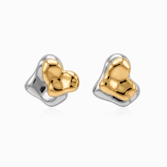 Brincos de Coração Duplos Giratórios 25x21mm BR3126D-FFE020 - Aço Inox