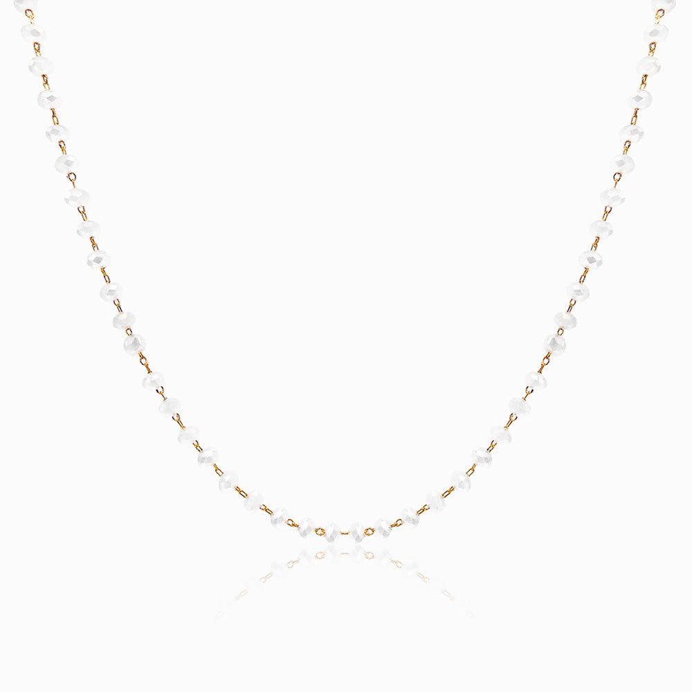 Colar com Cristal Branco CL1899 - Aço Inox Dourado