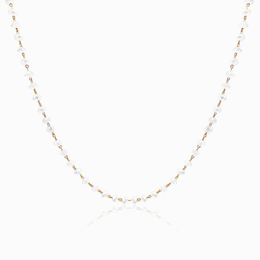 Colar com Cristal Branco CL1899 - Aço Inox Dourado