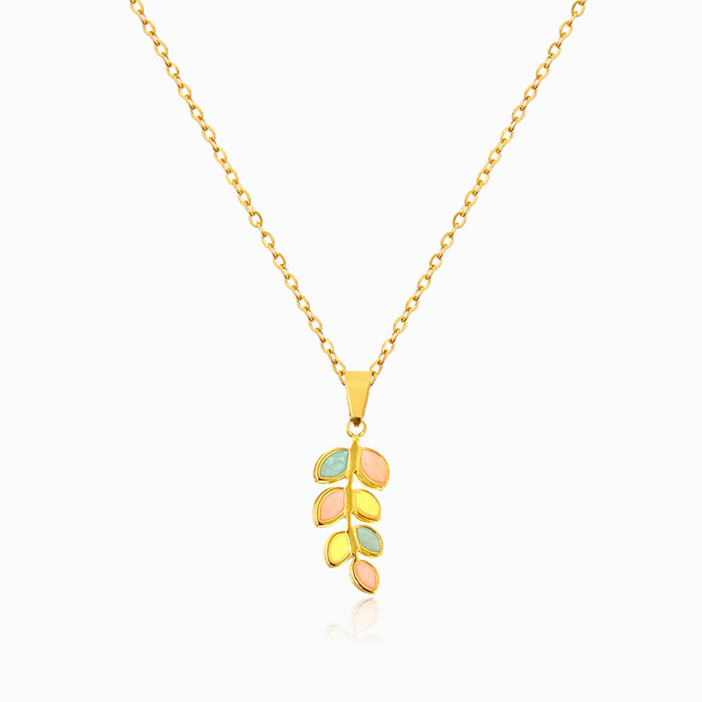 Necklace with Leaf CL1643 - Stainless Steel