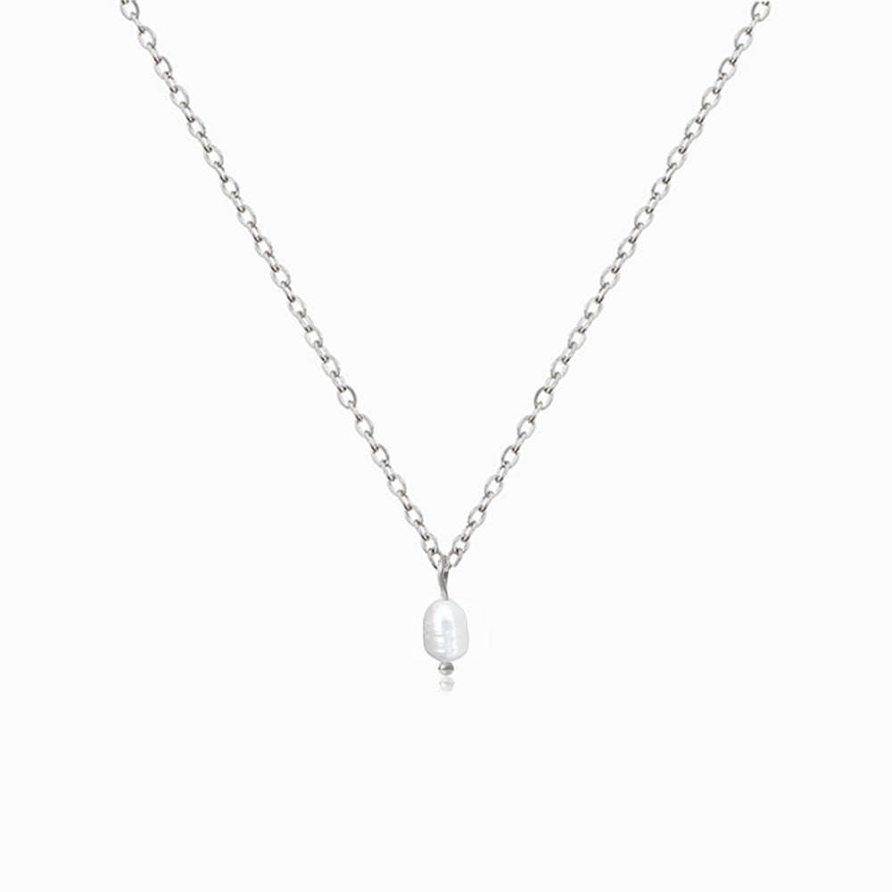 Colar com Pérola de Água Doce CL1893 - Aço Inox Prateado