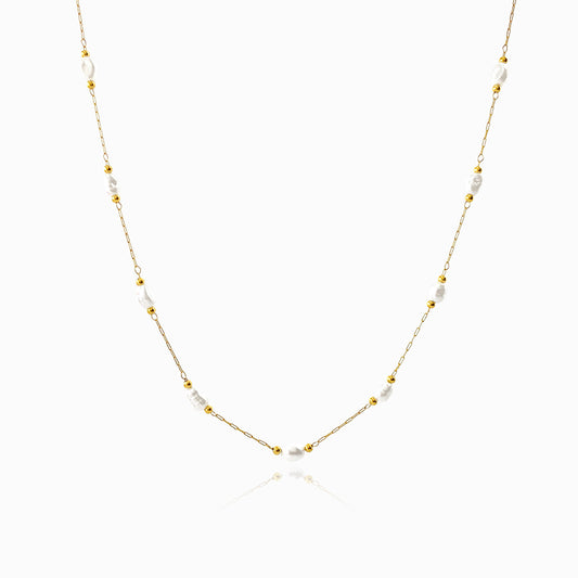 Colar com Pérolas Barrocas CL1908 - Aço Inox Dourado