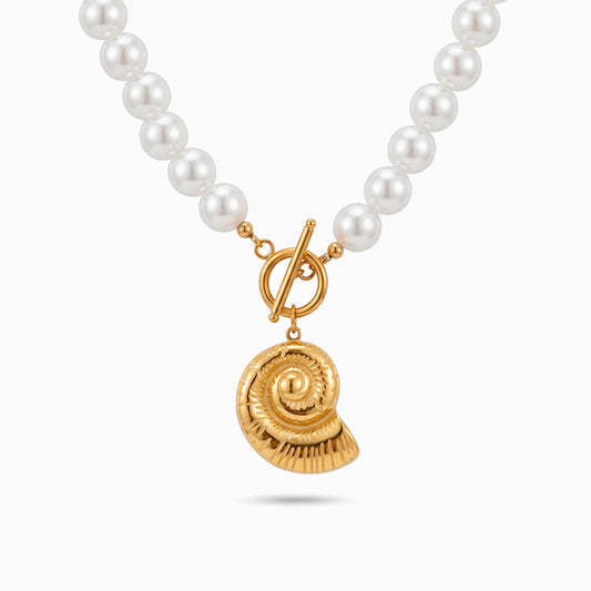 Colar Concha CL0242 - Pérola Sintética e Aço Inox