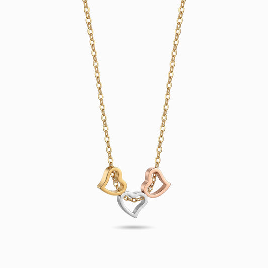 Colar Coração Tricolor CL2080 - Aço Inox