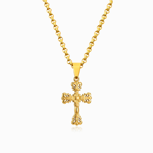 Colar Cruz CL0097 - Aço Inox Dourado