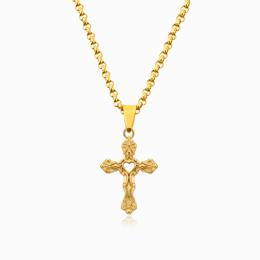 Colar Cruz CL0102 - Aço Inox Dourado
