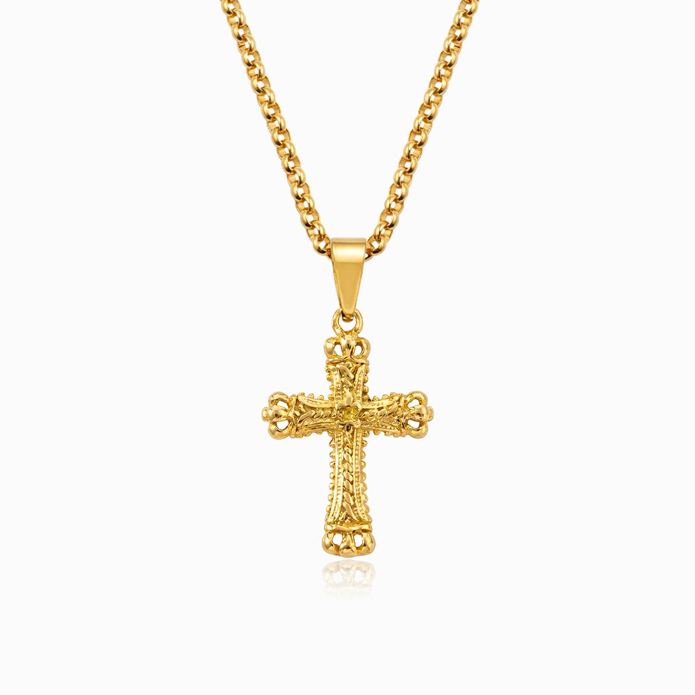 Colar Cruz CL0103 - Aço Inox Dourado