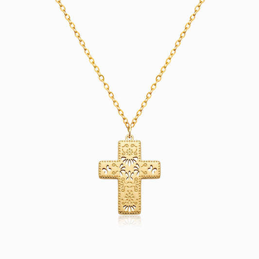 Colar Cruz CL0106 - Aço Inox Dourado