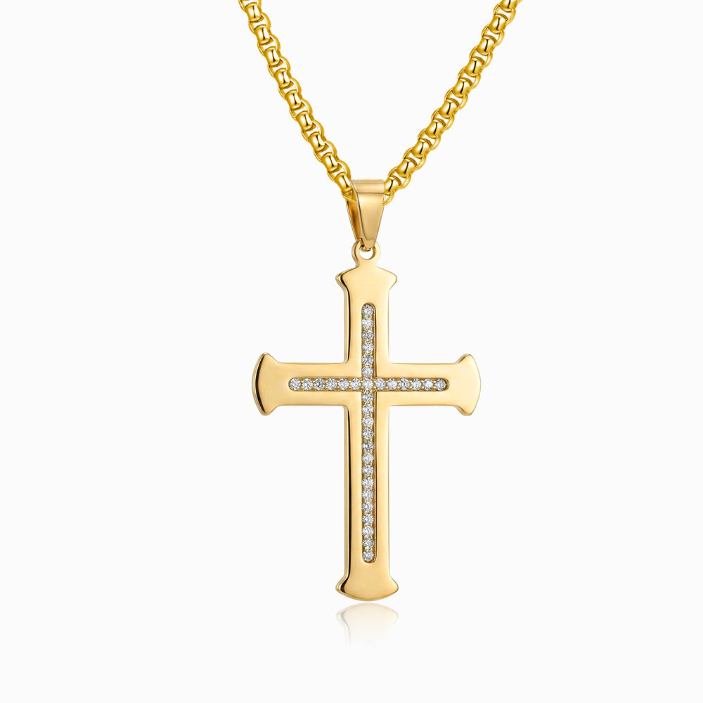 Colar Cruz CL5097 - Aço Inox Dourado
