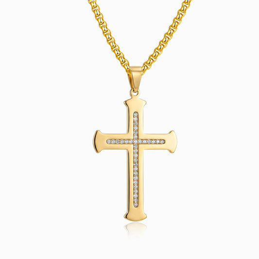 Colar Cruz CL5097 - Aço Inox Dourado