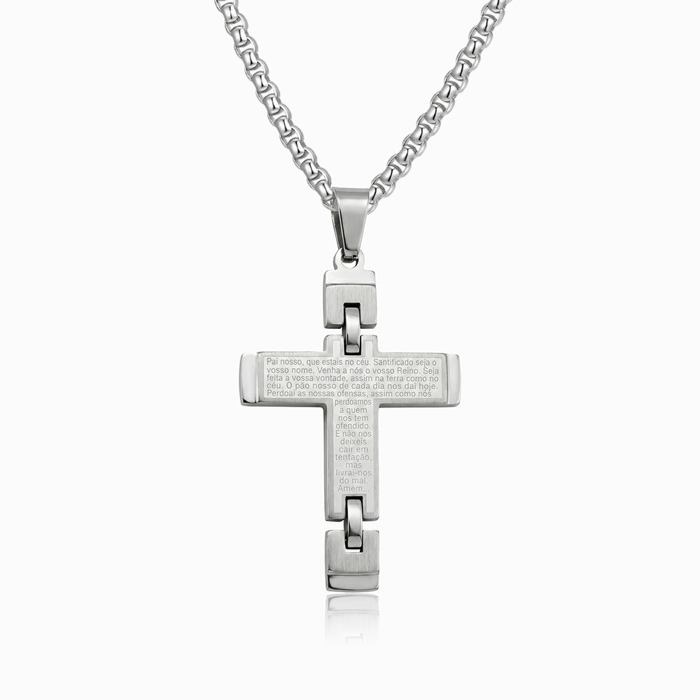 Colar Cruz CL5098 - Aço Inox Prateado
