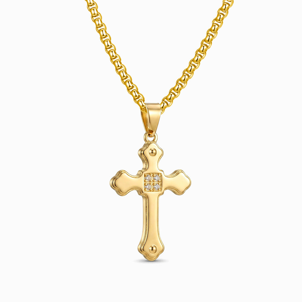 Colar Cruz CL5099 - Aço Inox Dourado