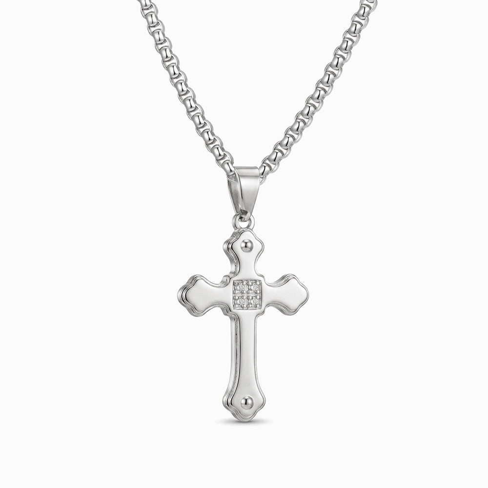 Colar Cruz CL5099 - Aço Inox Prateado