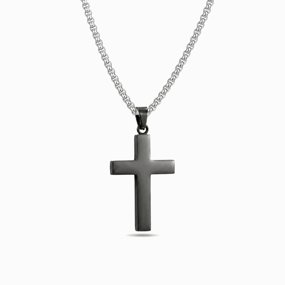 Colar Cruz CL5118 - Aço Inox Preto