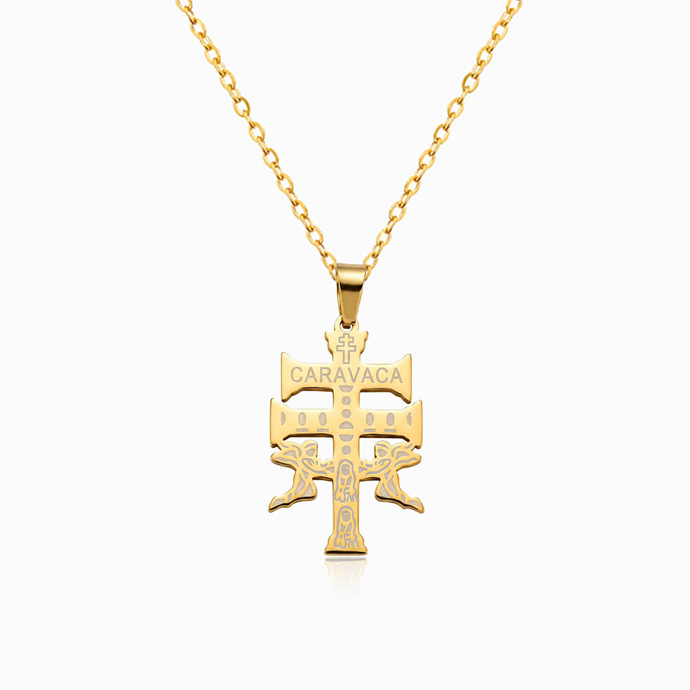 Colar Cruz de Caravaca CL0105 - Aço Inox Dourado