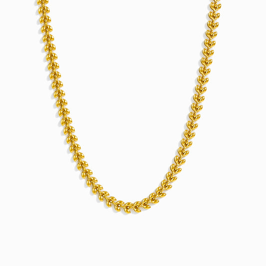 Colar Espiga de Trigo CL1914 - Aço Inox Dourado