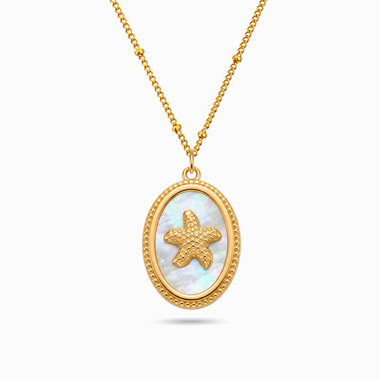 Colar Estrela do Mar CL0221 - Aço Inox com Madrepérola