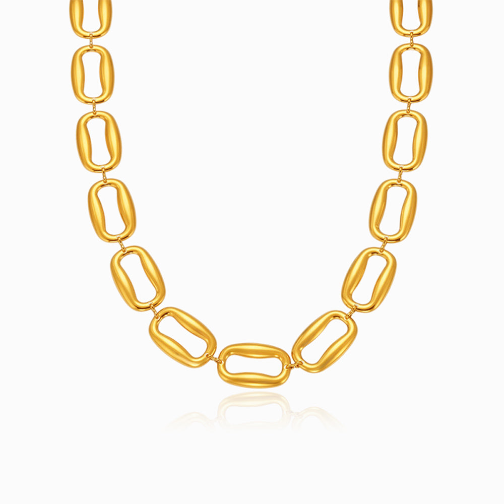 Colar Geométrico Extravagante CL1912 - Aço Inox Dourado
