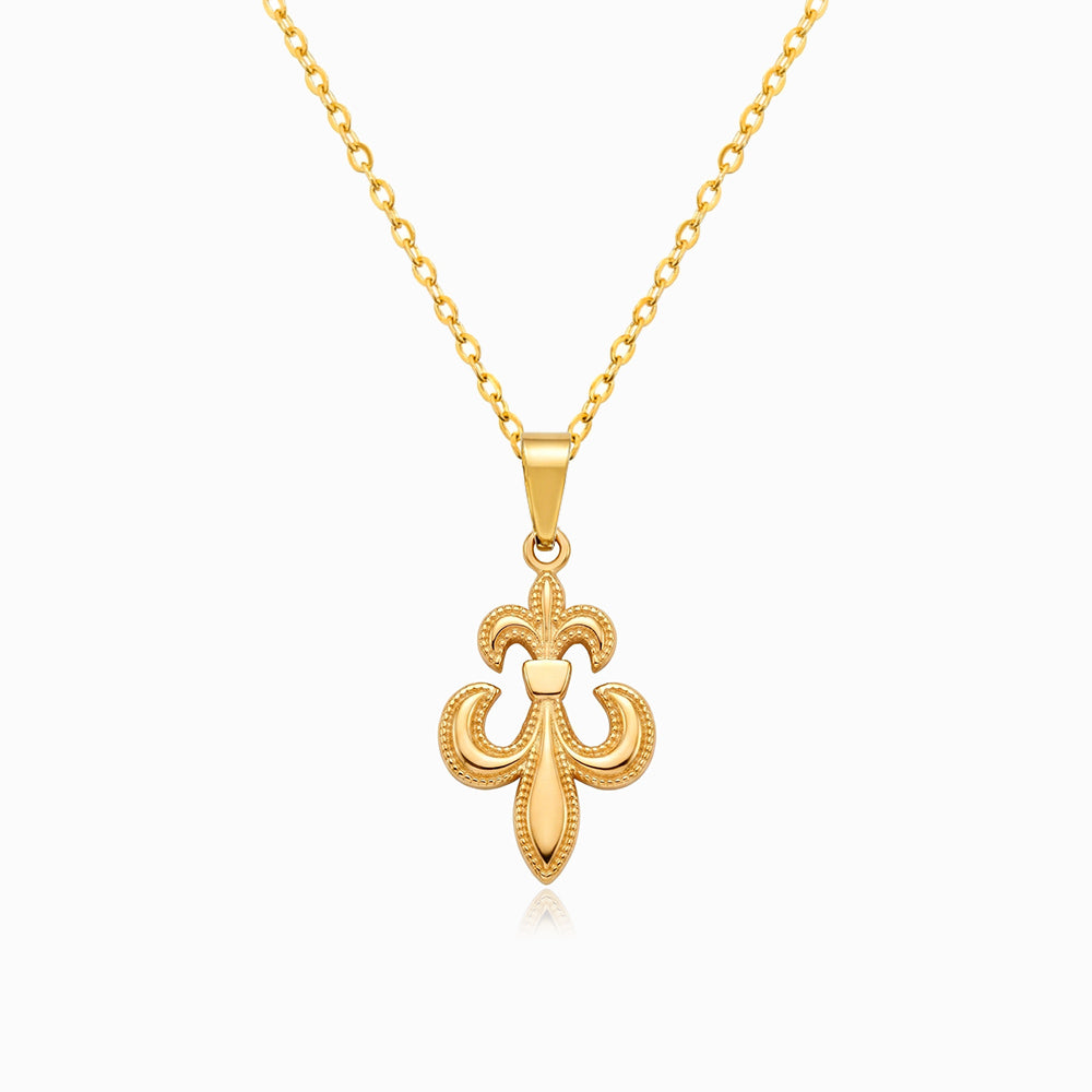 Colar Flor-de-lis CL0164 - Aço Inox Dourado