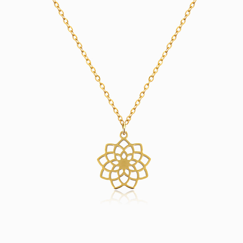Colar com Flor de Lótus CL1868 - Aço Inox Dourado