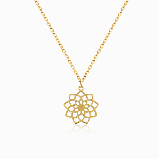 Colar com Flor de Lótus CL1868 - Aço Inox Dourado