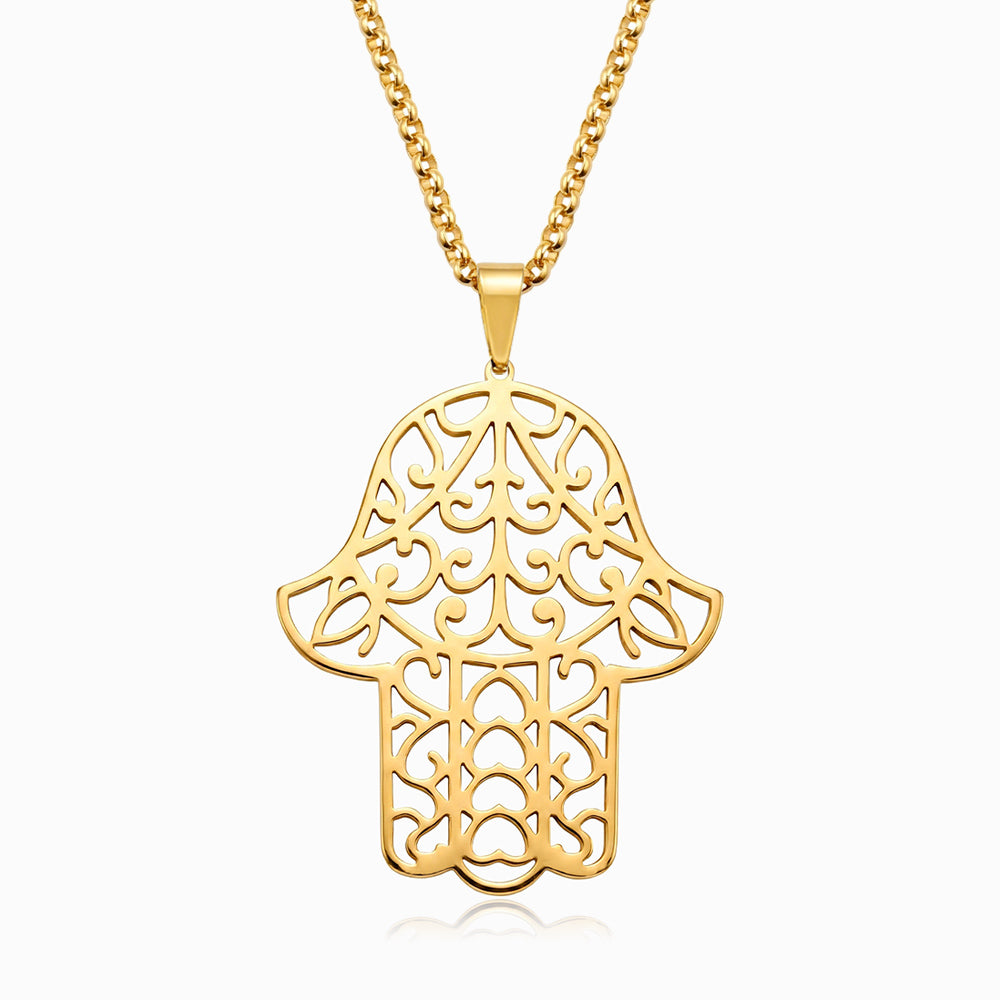 Colar Mão de Fátima CL0141 - Aço Inox Dourado