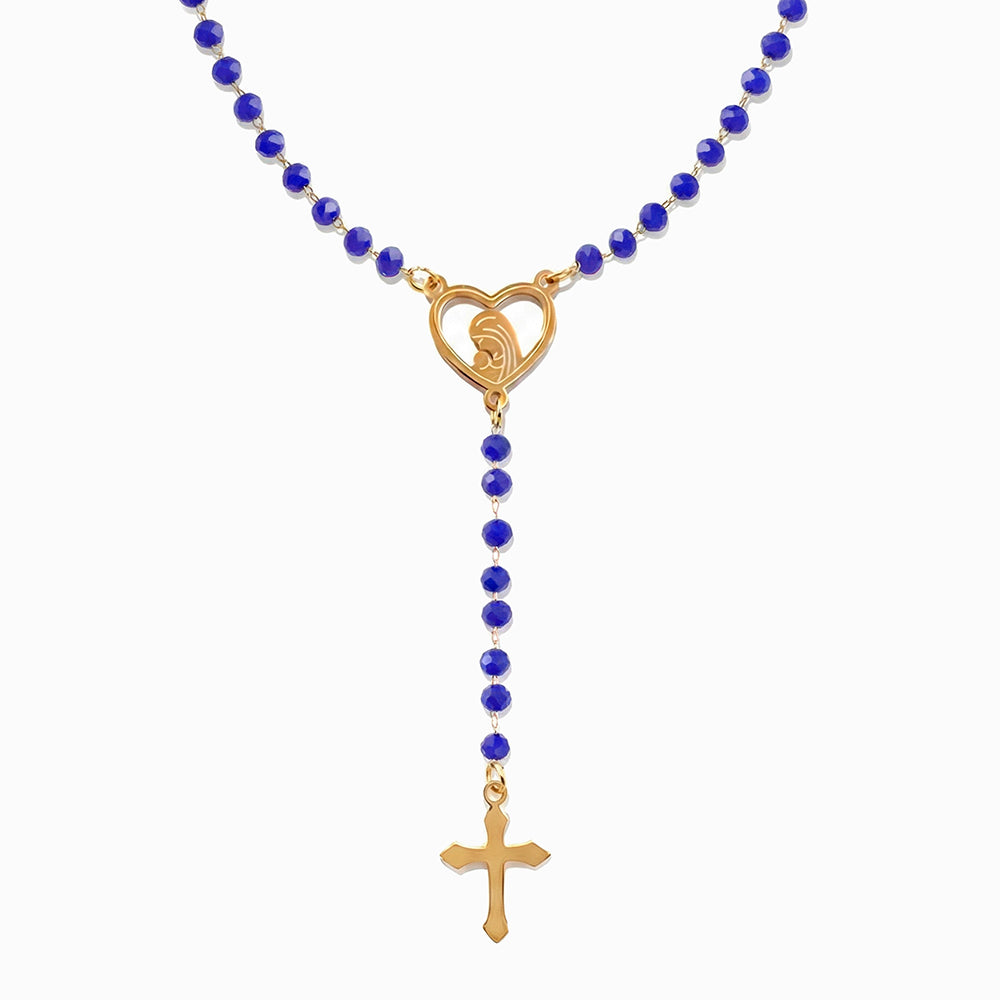 Colar Rosário Cristal Azulão CL2072 - Aço Inox