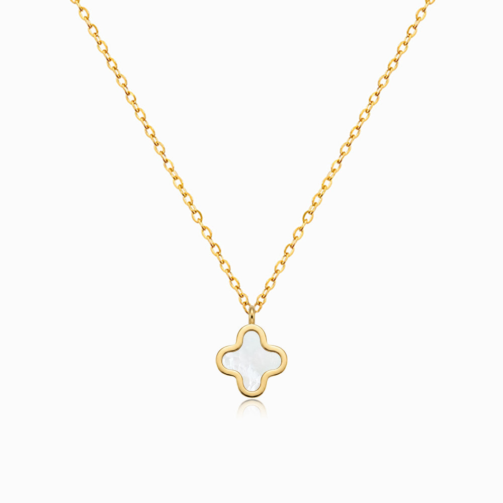 Colar Trevo CL0082 - Aço Inox com Madrepérola Dourado