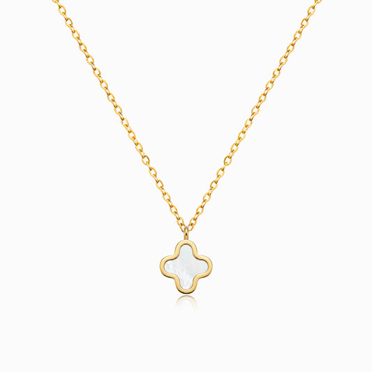 Colar Trevo CL0082 - Aço Inox com Madrepérola Dourado