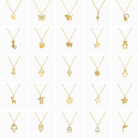 25 Colares para Crianças - Aço Inox Dourado