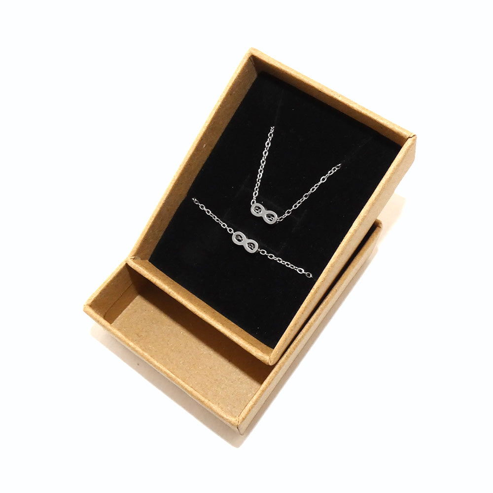 Conjunto 2pçs Colar/Pulseira Símbolo do Infinito TC0013 (Caixa Incluída) - Aço Inox Prateado