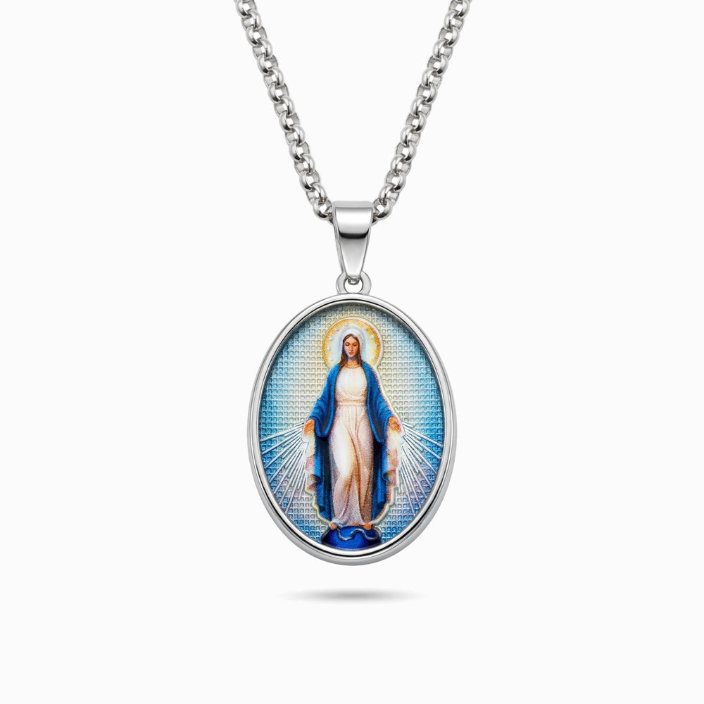 Colar Medalha Milagrosa de Nossa Senhora das Graças CL0682D-MBE015 - Aço Inox