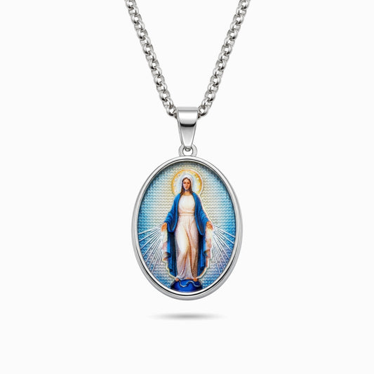 Colar Medalha Milagrosa de Nossa Senhora das Graças CL0682D-MBE015 - Aço Inox