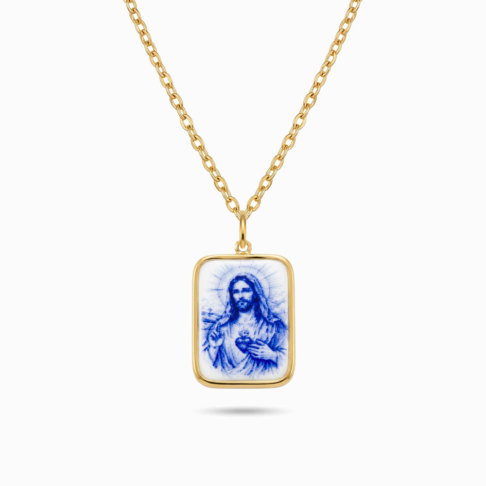 Colar Medalha com Jesus CL0691D-MBE015 - Aço Inox