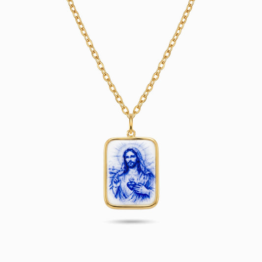 Colar Medalha com Jesus CL0691D-MBE015 - Aço Inox