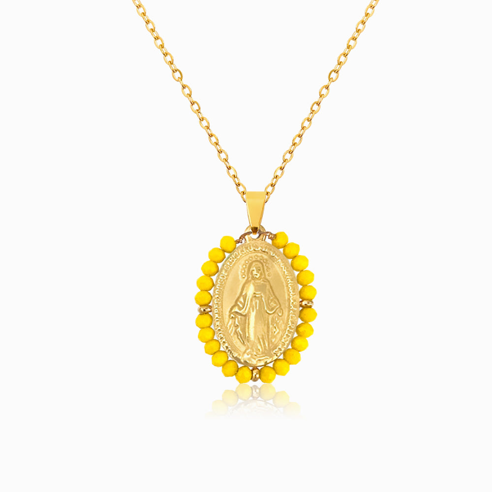 Colar Nossa Senhora CL1512 - Aço Inox Dourado com Cristal