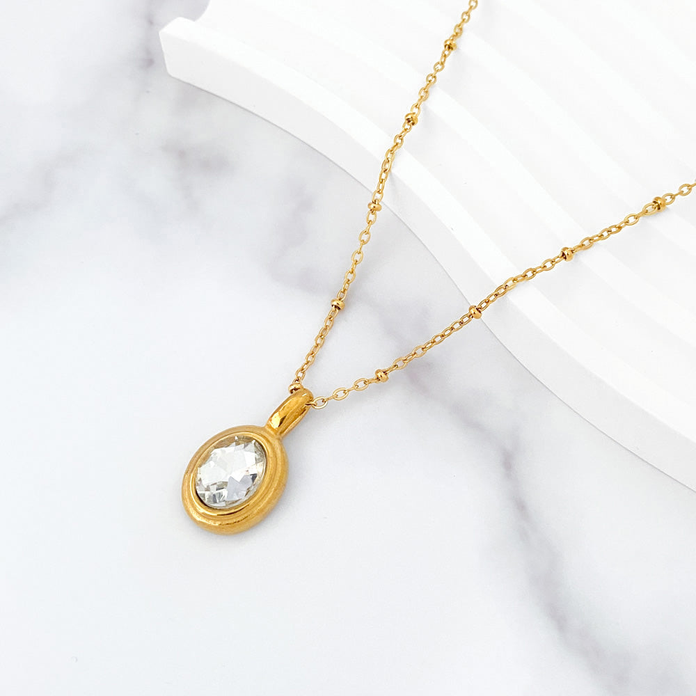 Colar Simples CL1221 - Aço Inox com Zircónia – ellabiju