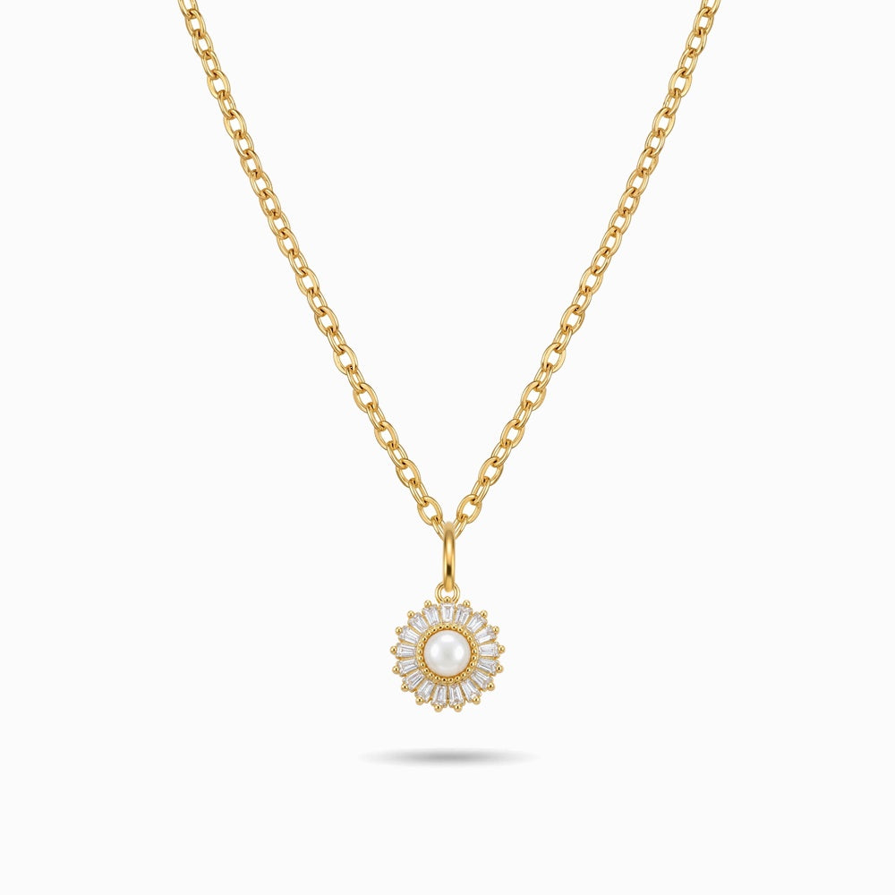 Colar Sol de Zircónia e Madrepérola CL0707D-MBE035 - Aço Inox