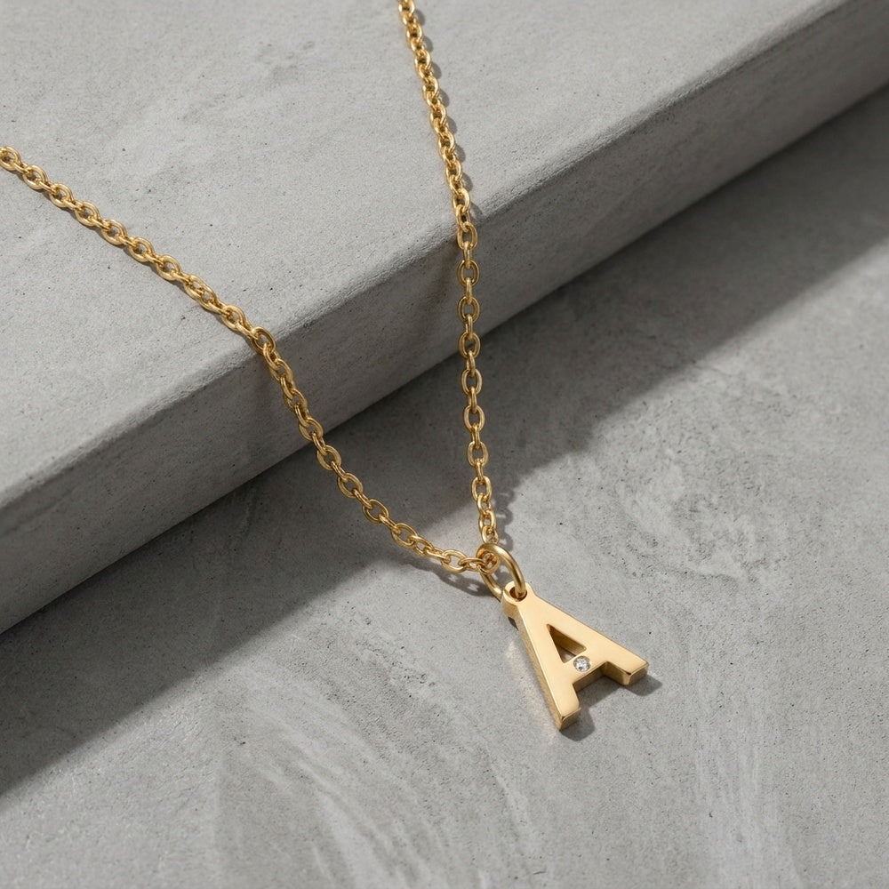 Collier avec Initiale CL0375 - Acier Inoxydable avec Brillant