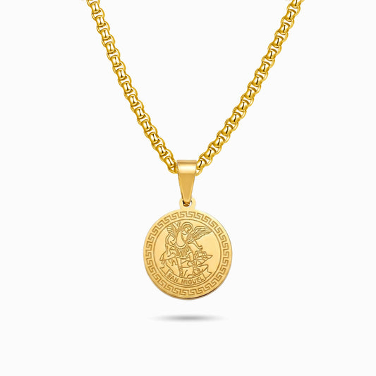 Colar com Medalha de San Miguel CL0531D-MBE013 - Aço Inox