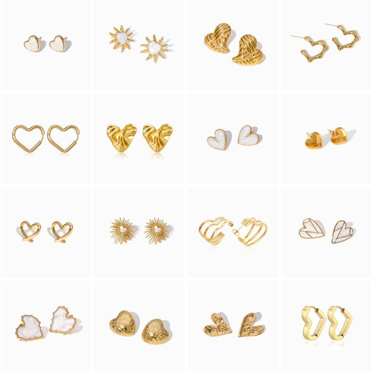 Conjunto 10 Pares de Brincos Coração BR1585 - Aço Inox