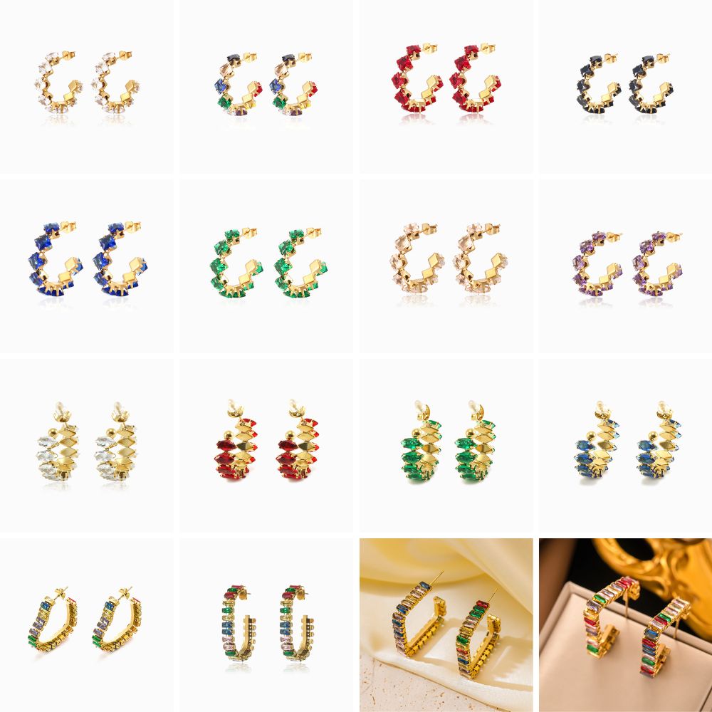 Conjunto de Brincos com Zircónia BR1472 - Aço Inox