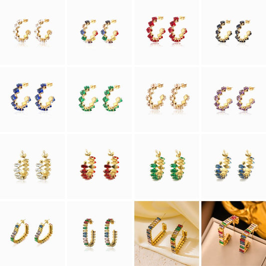 Conjunto de Brincos com Zircónia BR1472 - Aço Inox