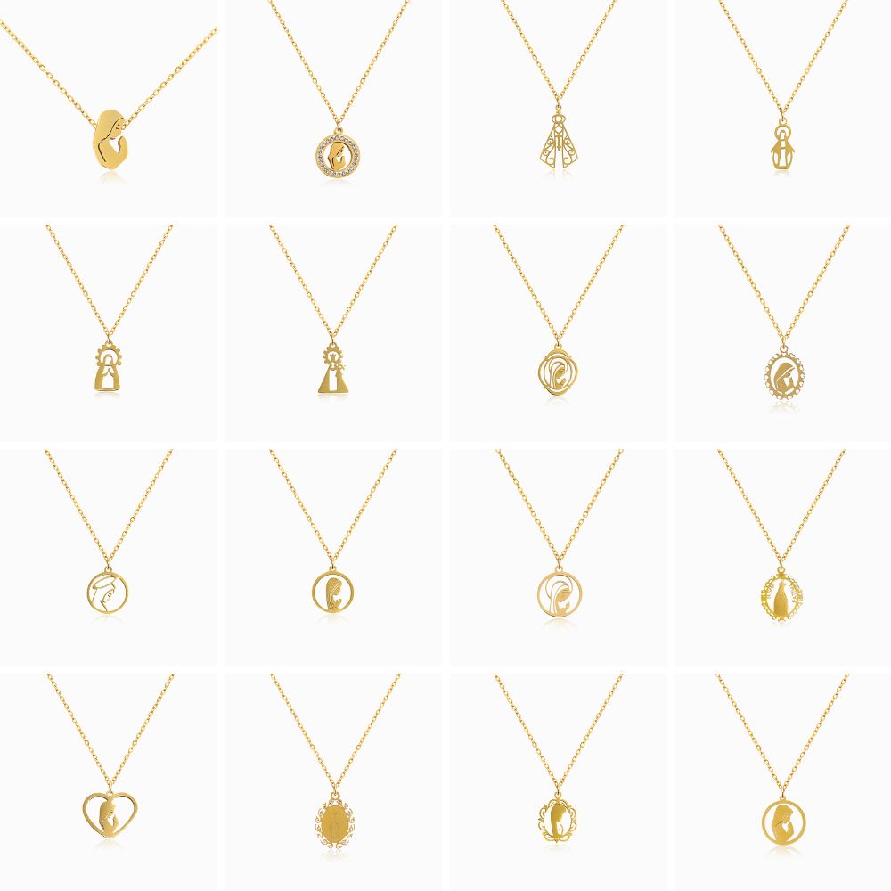 Conjunto 10 Colares Nossa Senhora CL0020 - Aço Inox