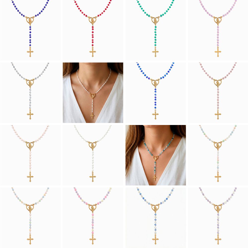 Conjunto 10 Colares Rosário CL2073 - Aço Inox